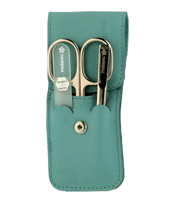 Pfeilring Manicure-Sets Baby-Etui, Nappaleder, türkis 3-teilig
