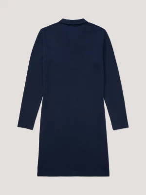 Vestido Polo Slim de Manga Longa com Zíper Adaptável até o Peito