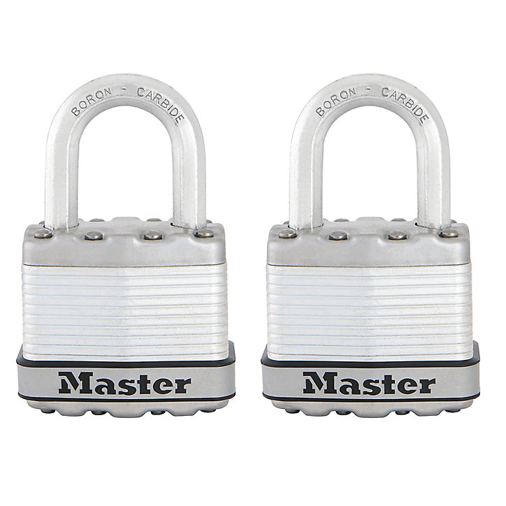 Lot de 2 cadenas à clé Master Lock Excell M1EURT acier laminé l.45 mm hauteur de l'anse 24 mm