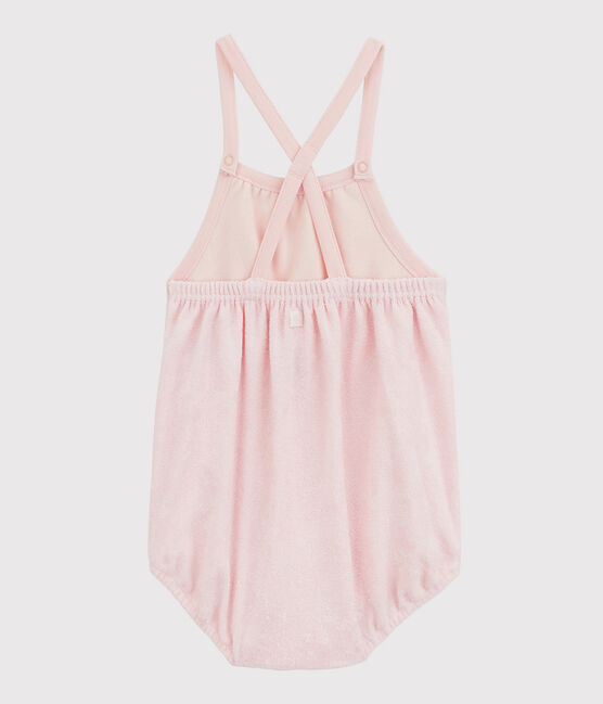 Combicourt rose bébé fille en bouclette éponge de coton biologique