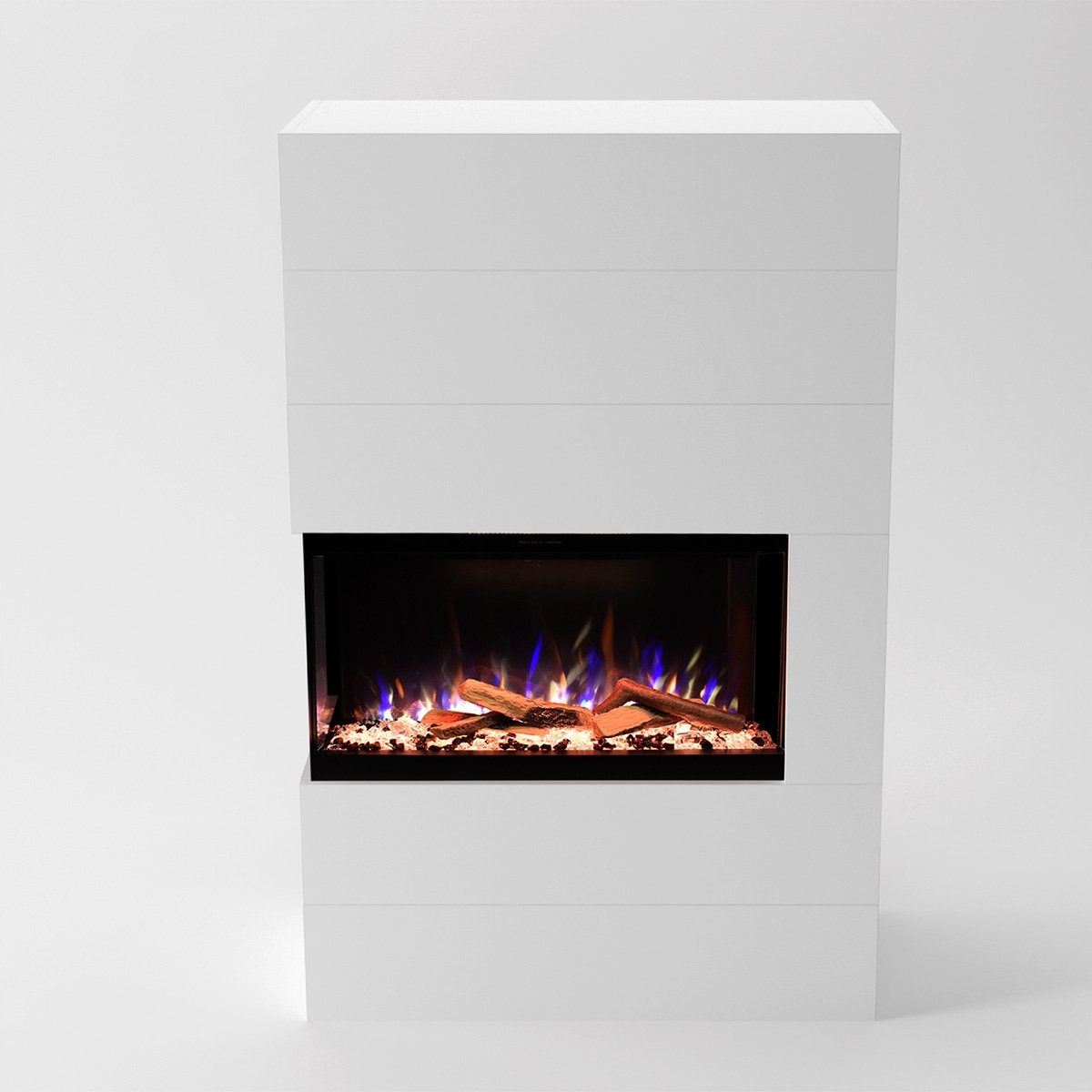 Glow Fire 'Portia' elektrische haard, linksdraaiend | LED vrijstaande haard in wit met verwarming (1500 W) | HxBxD: 140x90x45 cm