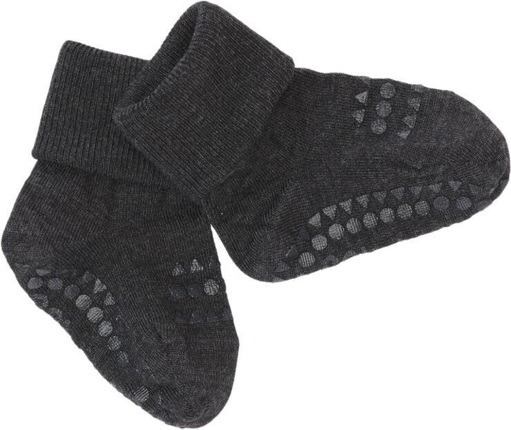 GoBabyGo Skridsikre Strømper - Uld Dark grey melang