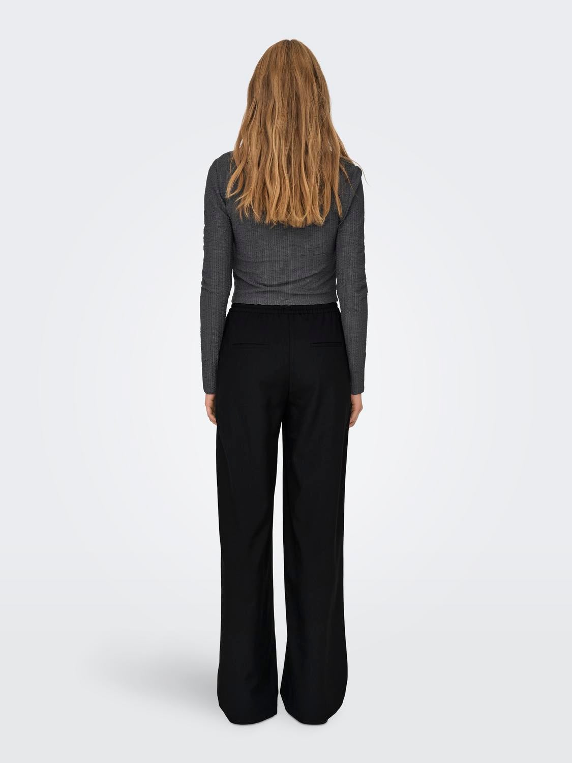 ONLGINNY Hohe Taille Weiter Beinschnitt Hose mit weitem Beinschnitt Black