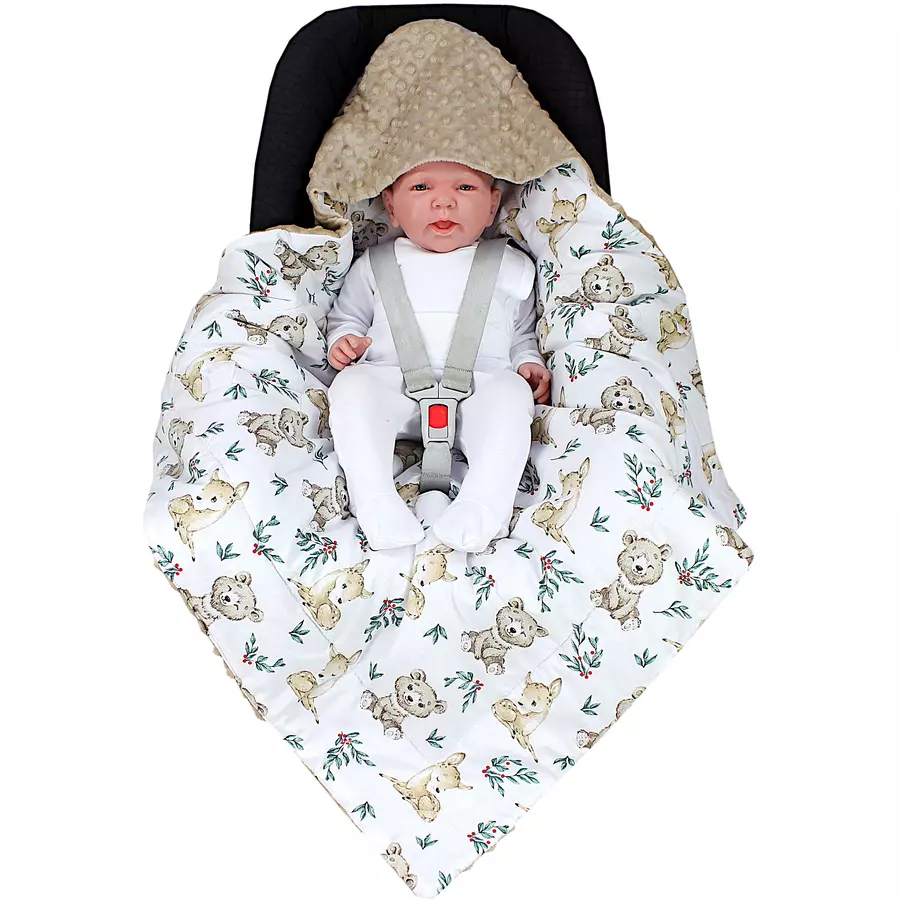 TupTam Baby Winter Einschlagdecke für Babyschale Wattiert beigebraun
