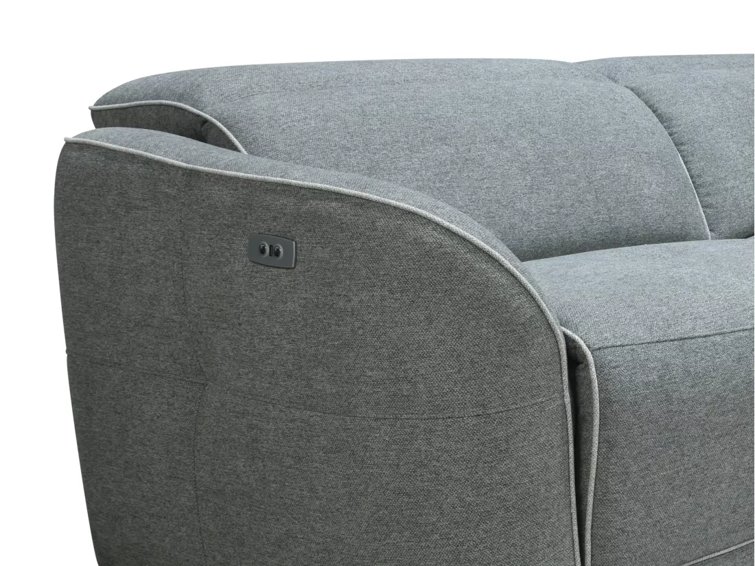Canapé 3 places et fauteuil relax électrique en tissu chiné gris OZARTO
