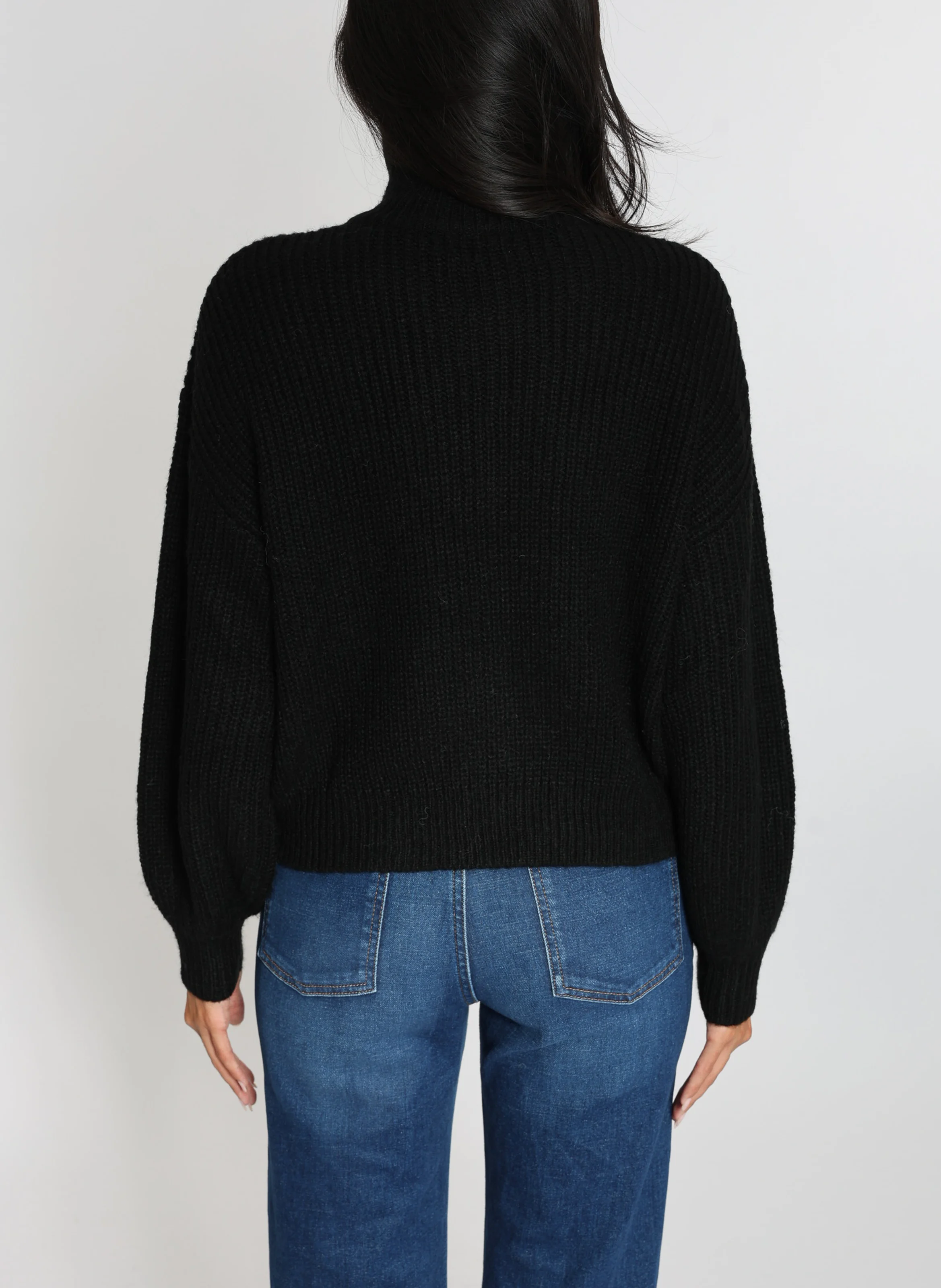 MINA - Pull camionneur ample en maille mélangée | Noir