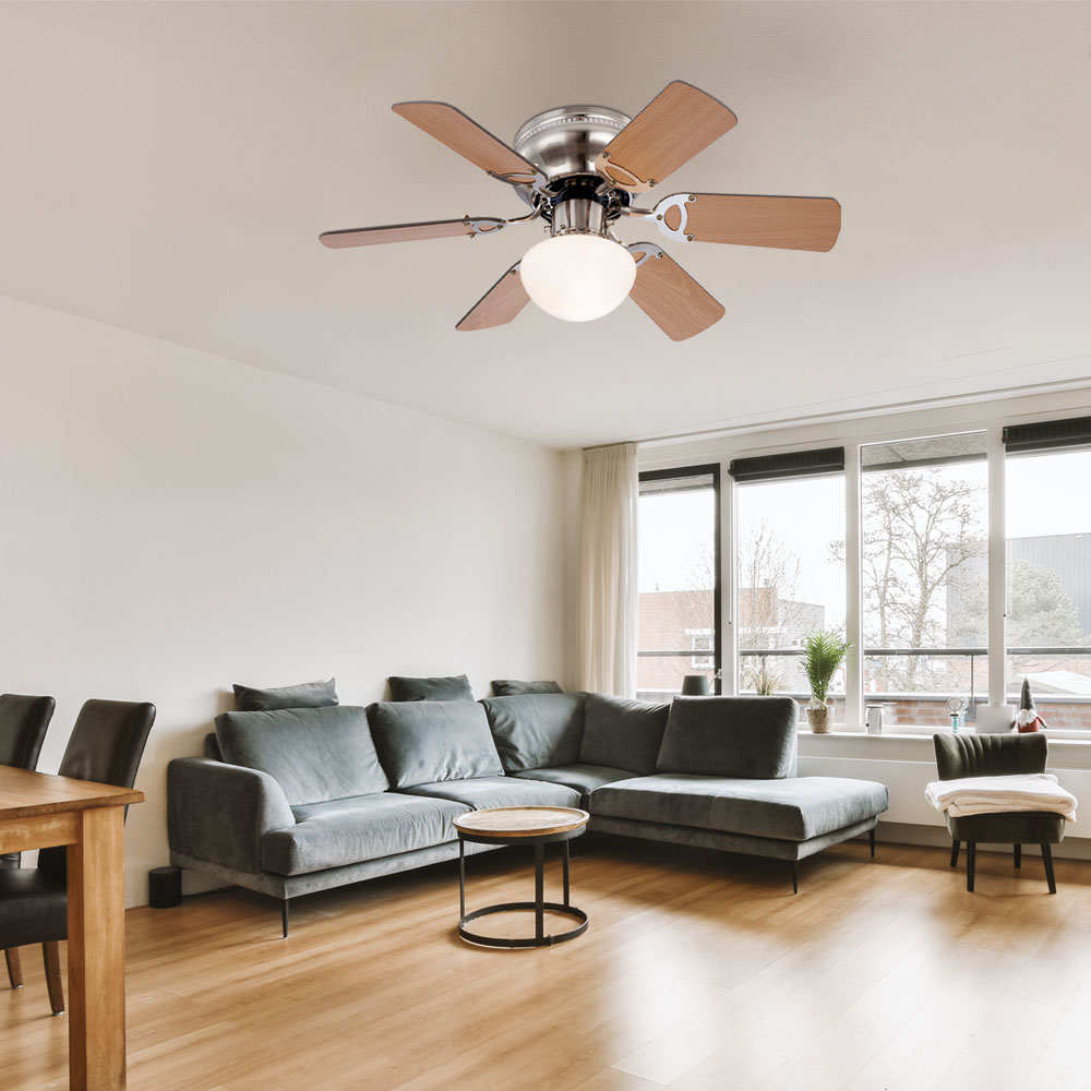 Deckenventilator, Zugschalter, Glas, 76 cm, UGO