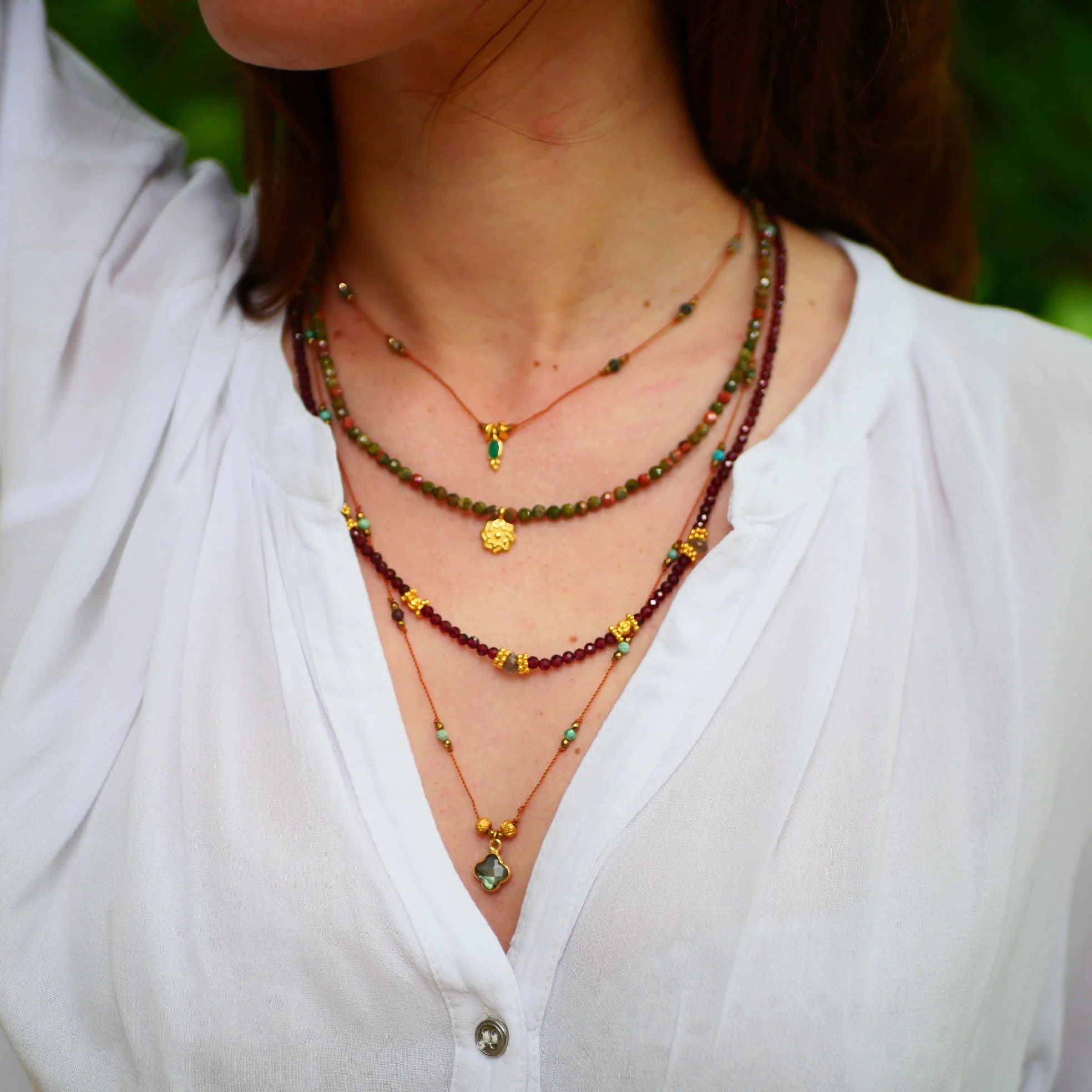 ABOLI - Collier unakite | Vert