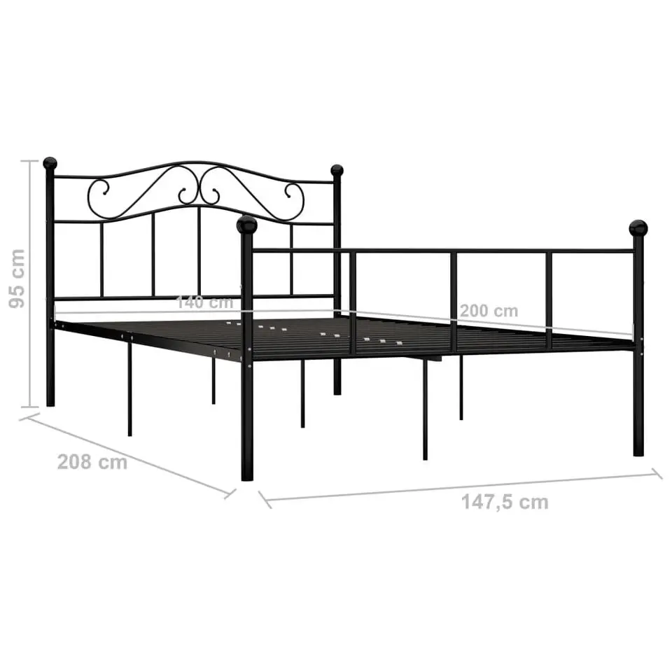 vidaXL - Tweepersoonbed -Zwart - Metaal - 140x200 cm