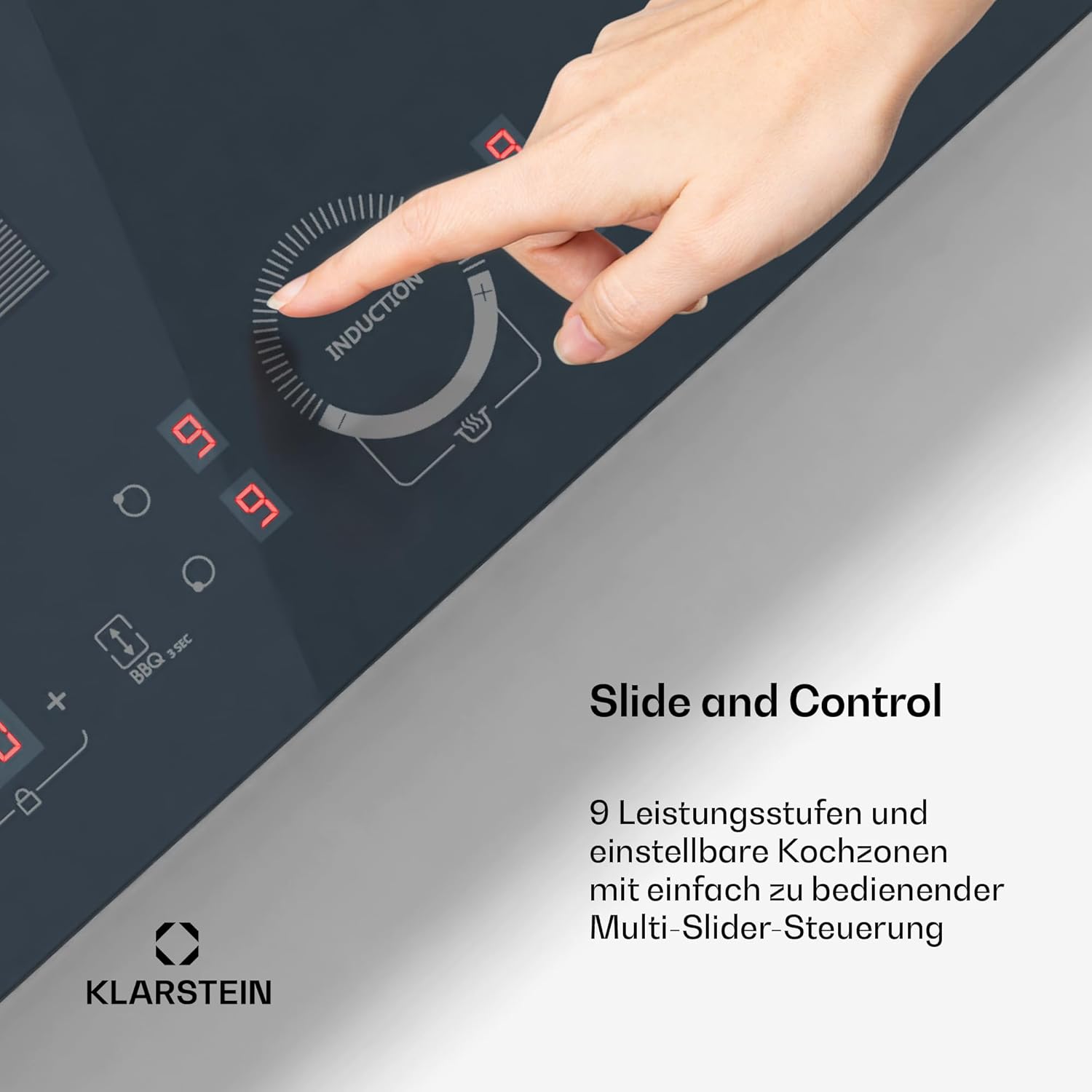 Klarstein Delicatessa 60 Induktionskochfeld – 4-Zonen-Einbaukochfeld, 7.000 W Mit Flexizone Und Thermoboost, Schieberegler, Kindersicherung, Glaskeramik Schwarz, 59-cm-Design