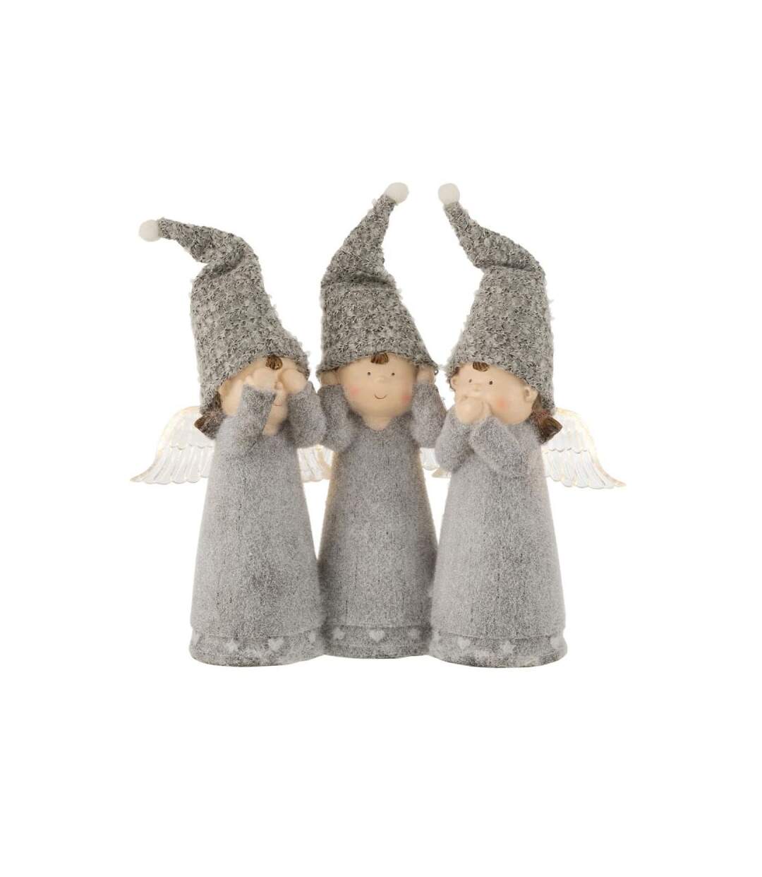 Paris Prix - Statuette Déco Led 3 Anges 28cm Gris