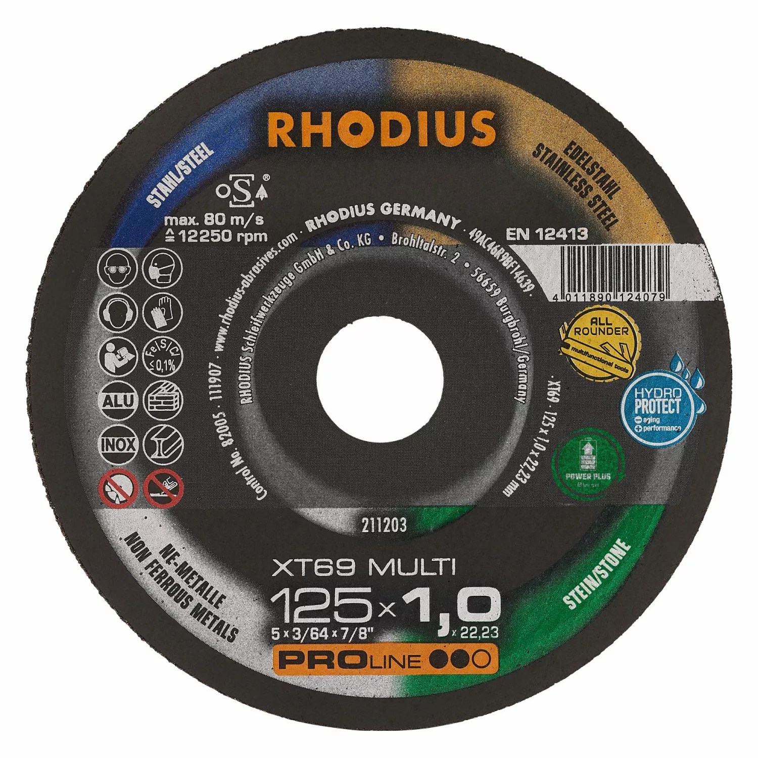 Rhodius 211203 XT69 MULTI PROline ll Doorslijpschijf extra dun 125x1,0x22,23 (25 st)