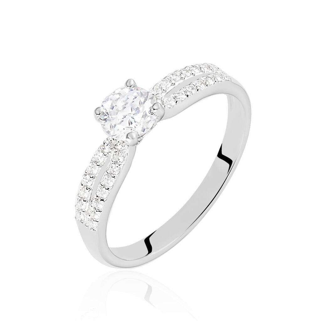 Bague Solitaire Solitea Argent Blanc Oxyde De Zirconium