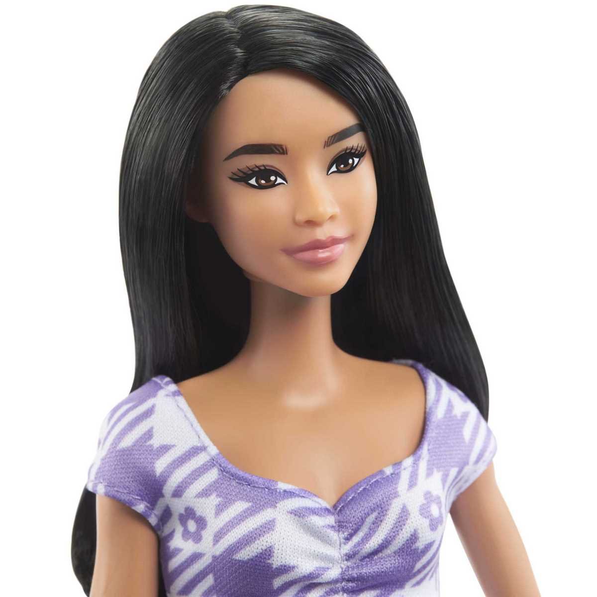 Barbie Fashionista robe mauve à carreaux