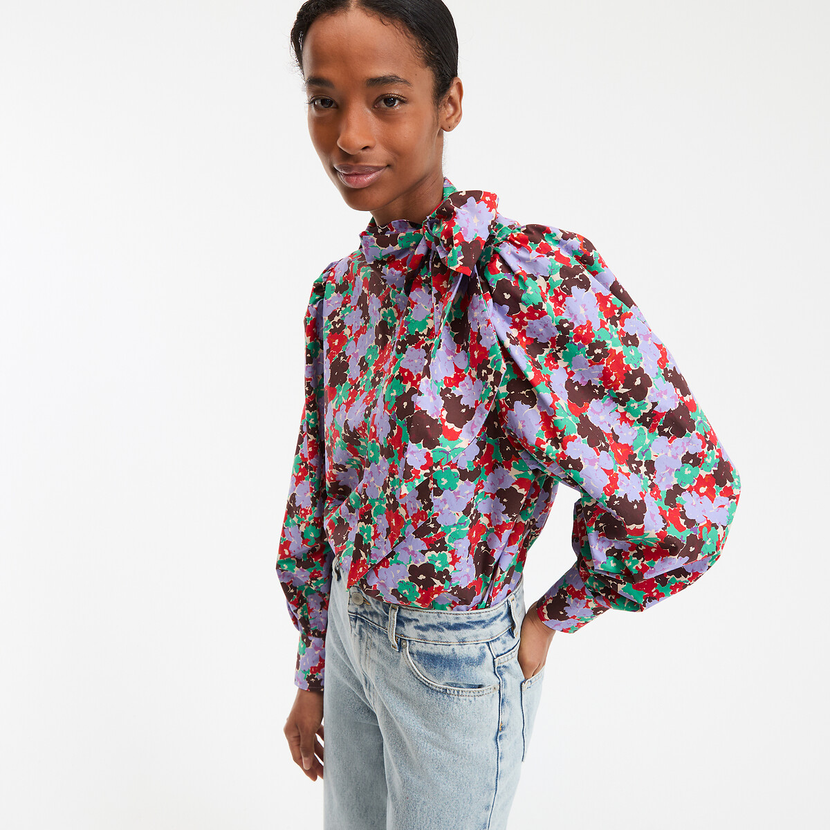 COLEÇÕES LA REDOUTE<br>Camisa de manga comprida Lavalière com estampa floral