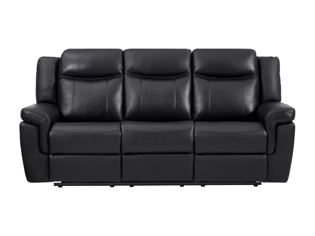 Canapé 3 places et un fauteuil relax électrique en cuir KENNETH - Noir