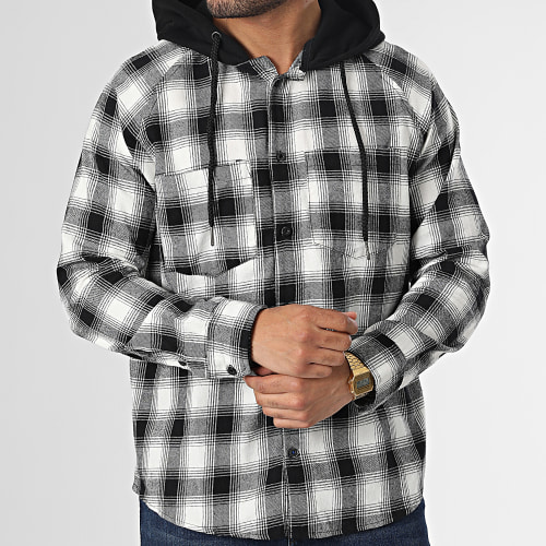 Chemise Capuche A Carreaux 10022 Noir Blanc