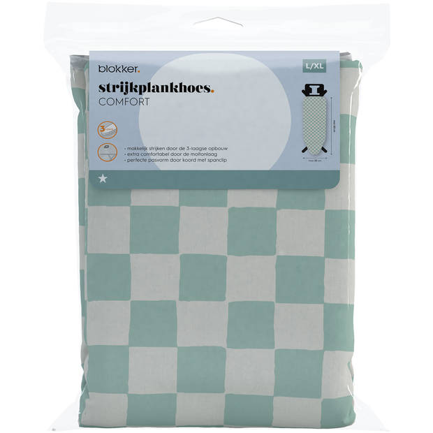 Blokker Strijkplankhoes Comfort - L/XL - 140x50 cm - Blok Groen