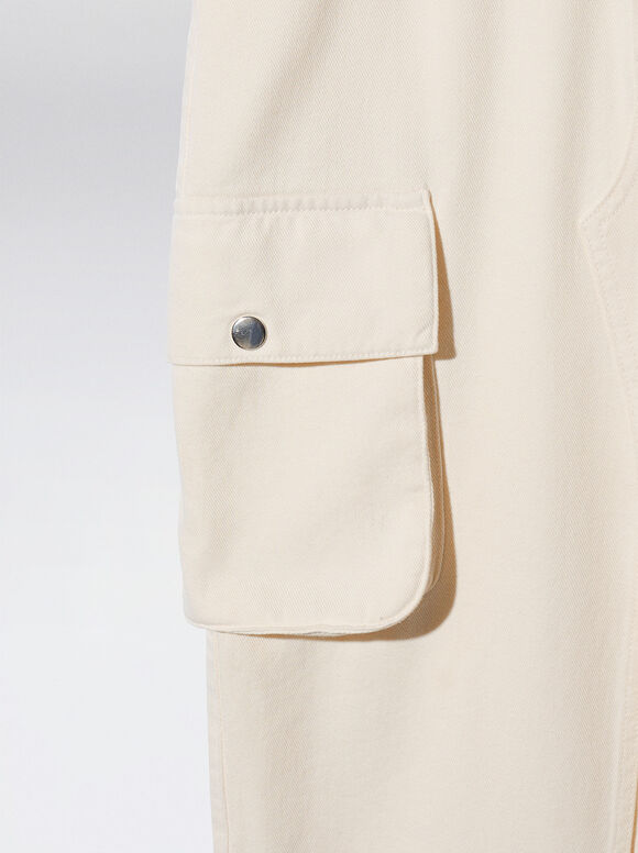 Saia cargo midi jeans - Branca
