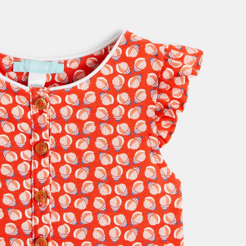 Combi courte légère imprimée orange bébé fille Orange