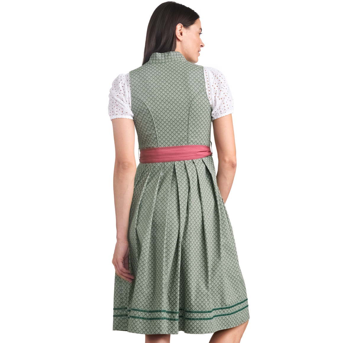 Gina Benotti Damen Dirndl mit Allover-Muster dunkelgrün / rosa