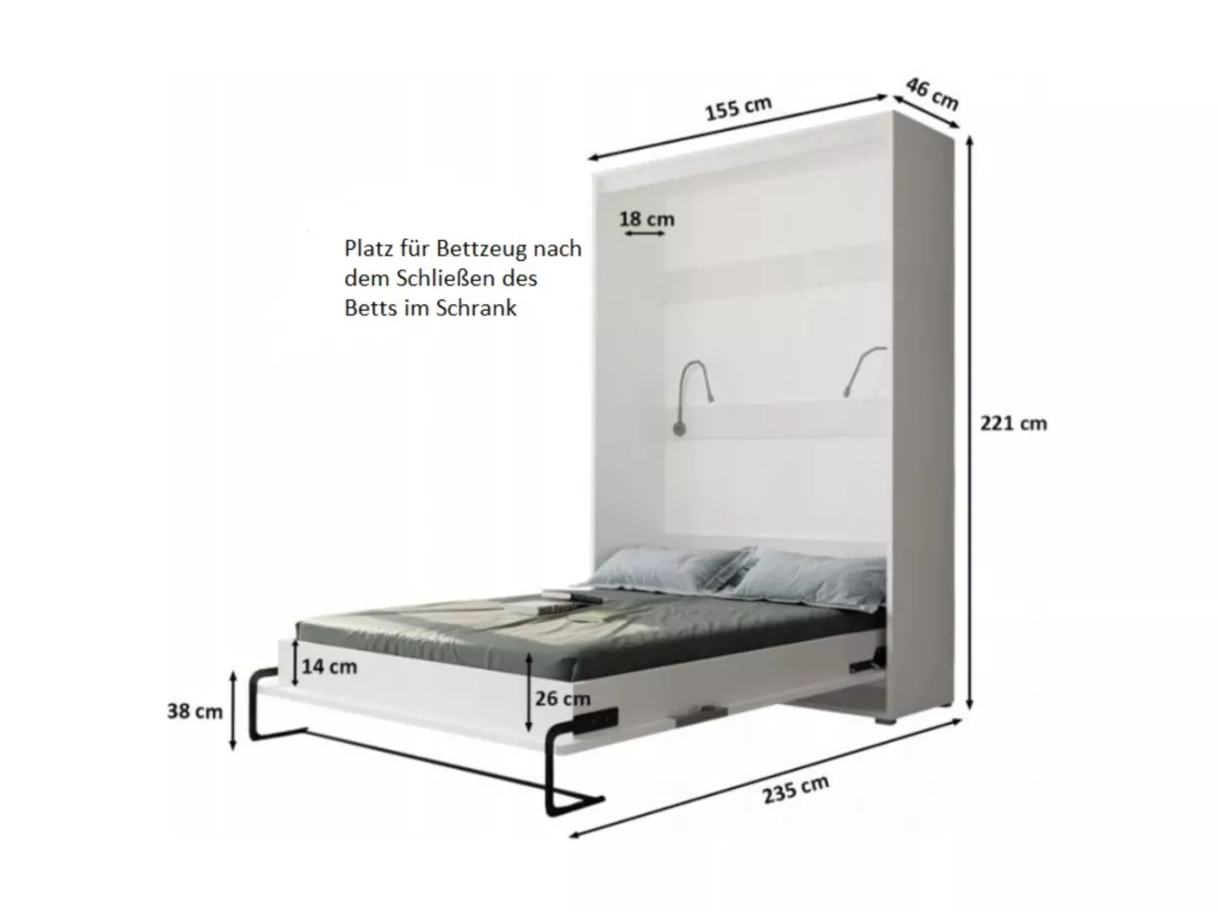 Lit escamotable home verticale 140x200 (blanc+noir)