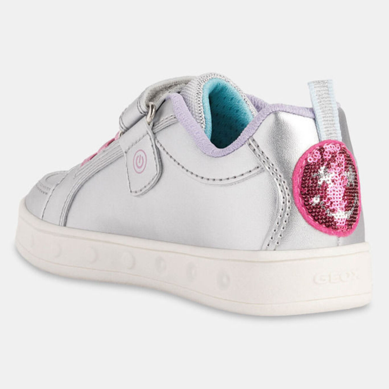 Geox Baskets Skylin à scratchs métallisé argentées
