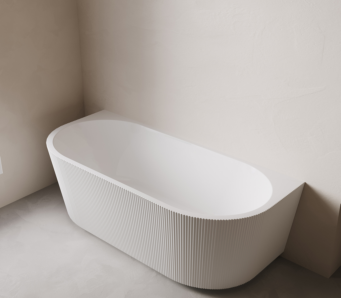 Mueller Almar half vrijstaand ligbad ribbel 180x80cm mat wit midden