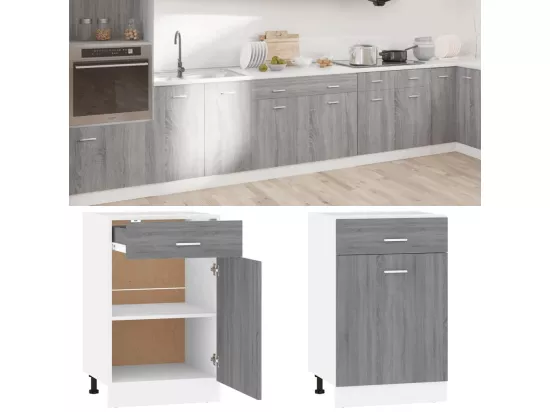 Armoire de plancher à tiroir Sonoma gris 50x46x81,5 cm