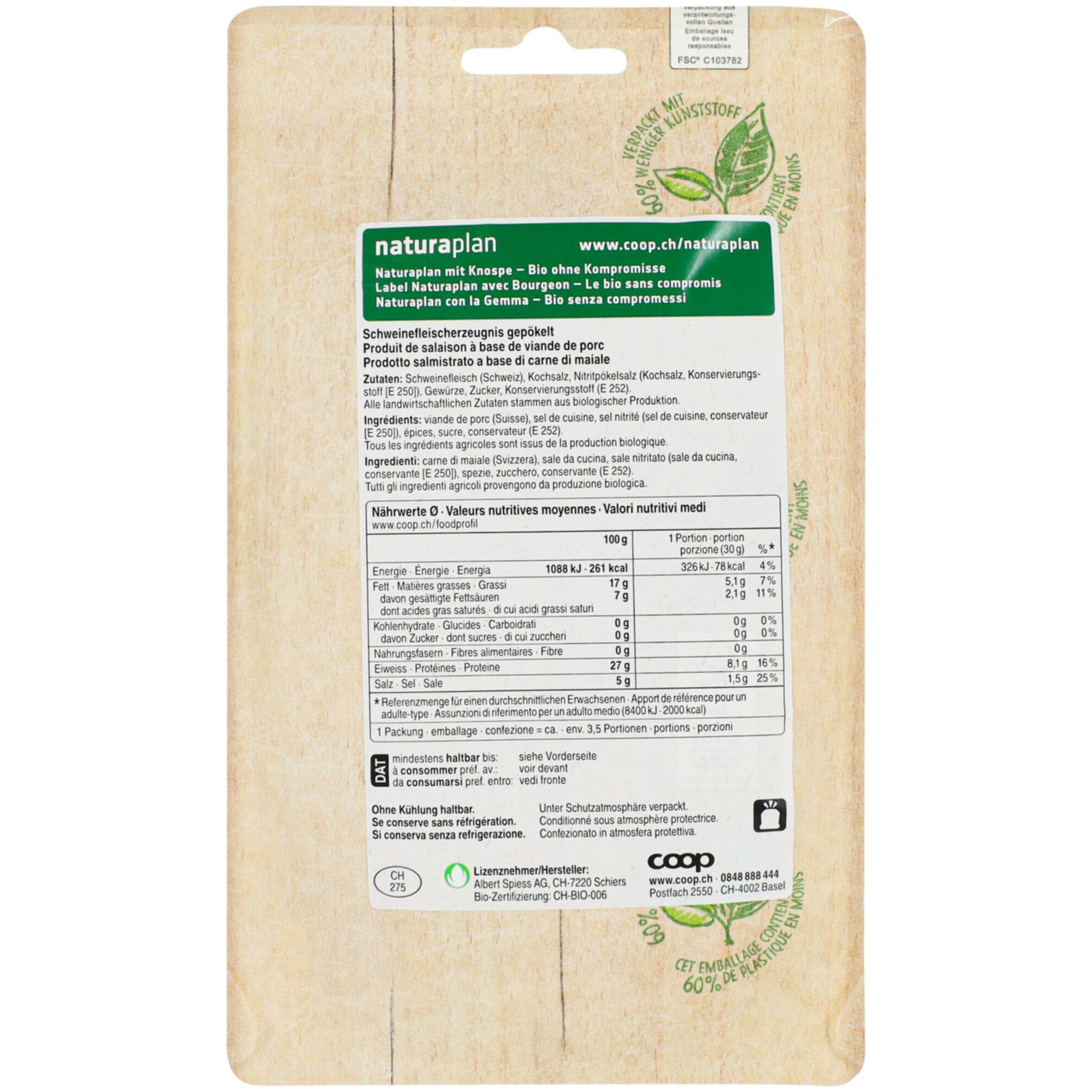 Naturaplan Bio Rohschinken ca. 100g