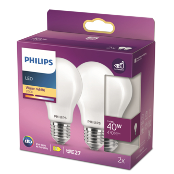 Philips LED peer E27 3,4 W mat niet dimbaar 2 stuks