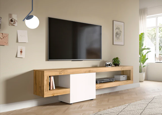 INOSIGN Lowboard »Zolder, Breite 190 cm, push-to-open, 1 Tür, 2 offene Fächer« TV-Board, TV-Möbel, Media-Möbel, Fernsehschrank