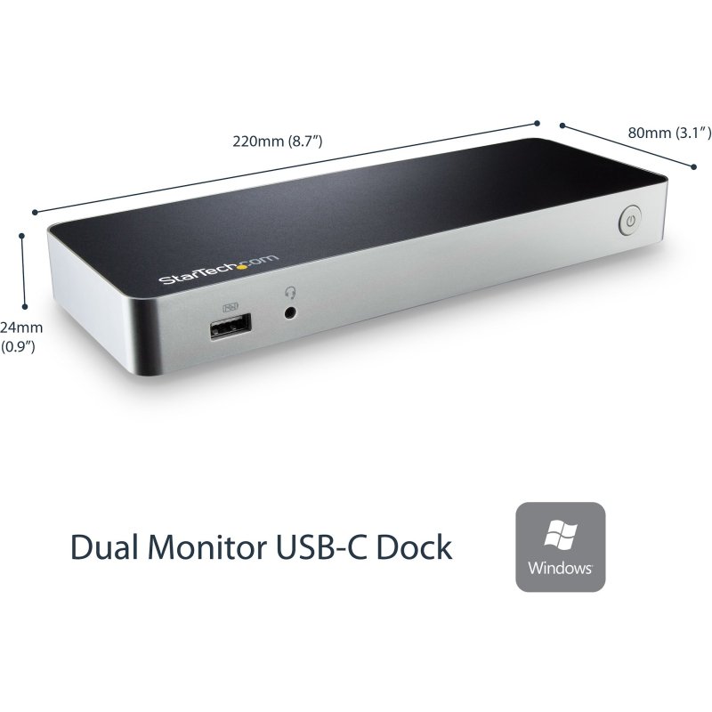 StarTech.com Station d'Accueil USB C Double Écran avec PD 60W pour PC Portables Windows - Dock USB C vers HDMI / DVI - Dock USB 3.1 Gen 1 Type C avec Chargement - Compatible TB3
