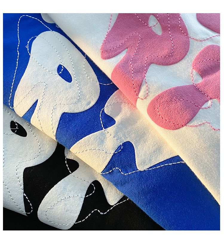 Rosesand - Koppel bijpassende korte mouwen hart & letterprint losvallend T-shirt