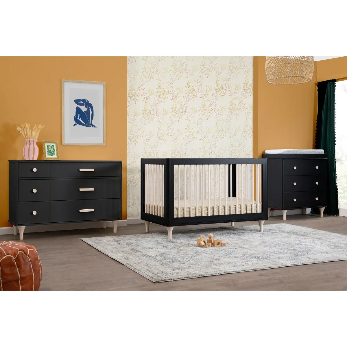 Babyletto Bureau Double 6 Tiroirs Lolly - Noir  Naturel Lavé