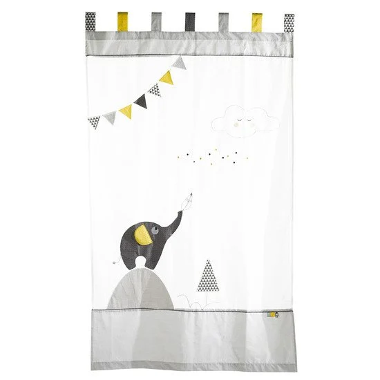 Babyfan rideau organdi 105x180   Blanc / Gris        de               Sauthon Baby's Sweet Home
