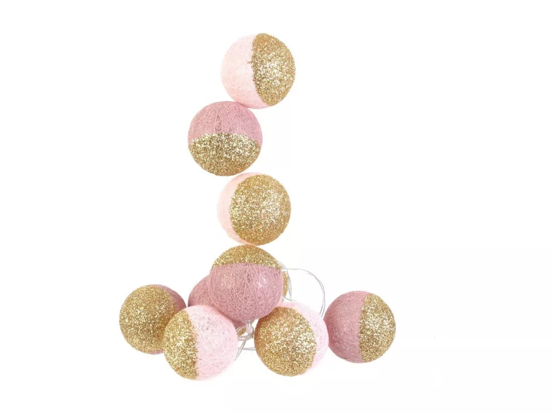 Guirlande lumineuse boules pailletées 10 leds (Lot de 2)