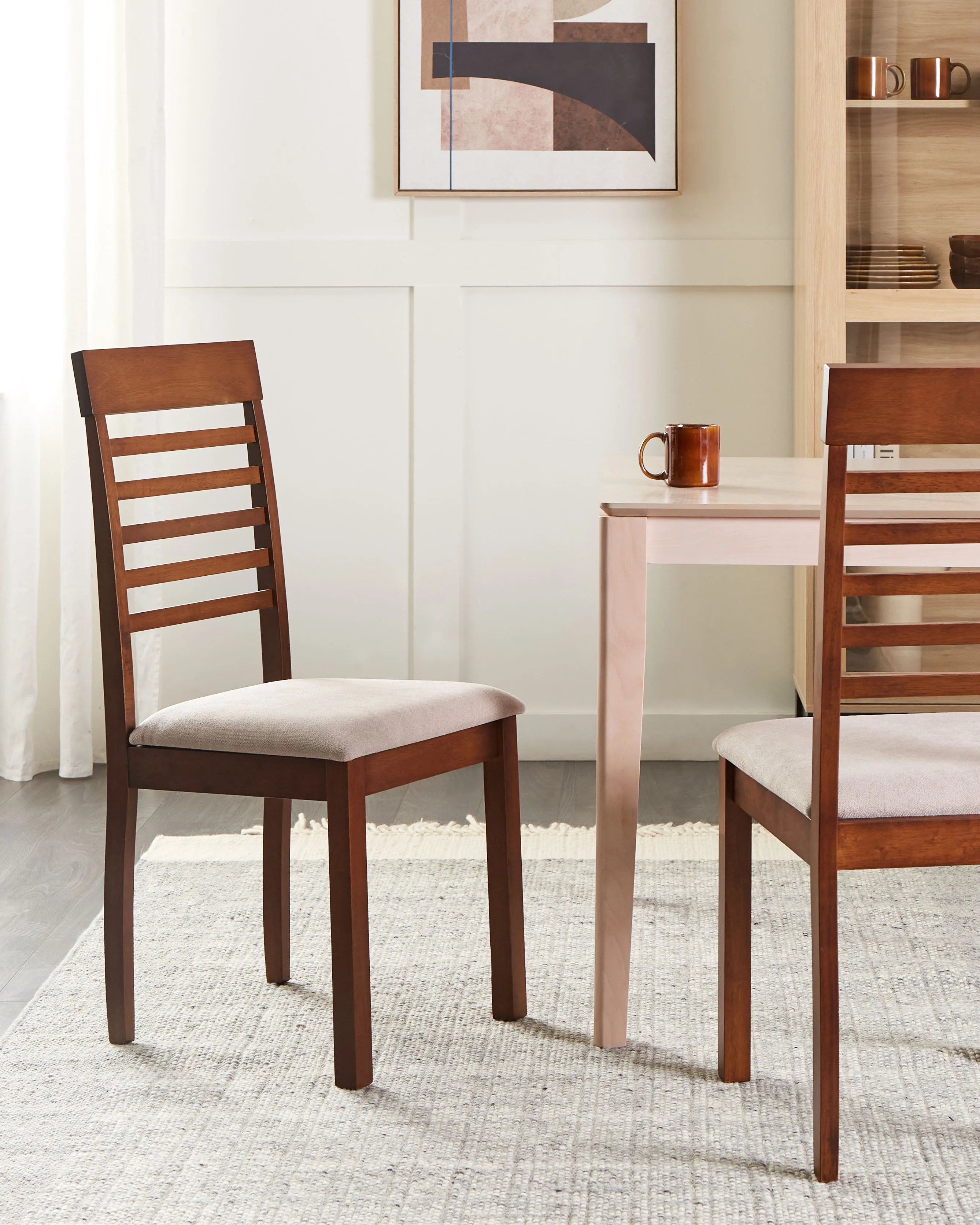 Set van 2 eetkamerstoelen ORTLEY Hout Donkerbruin/taupe
