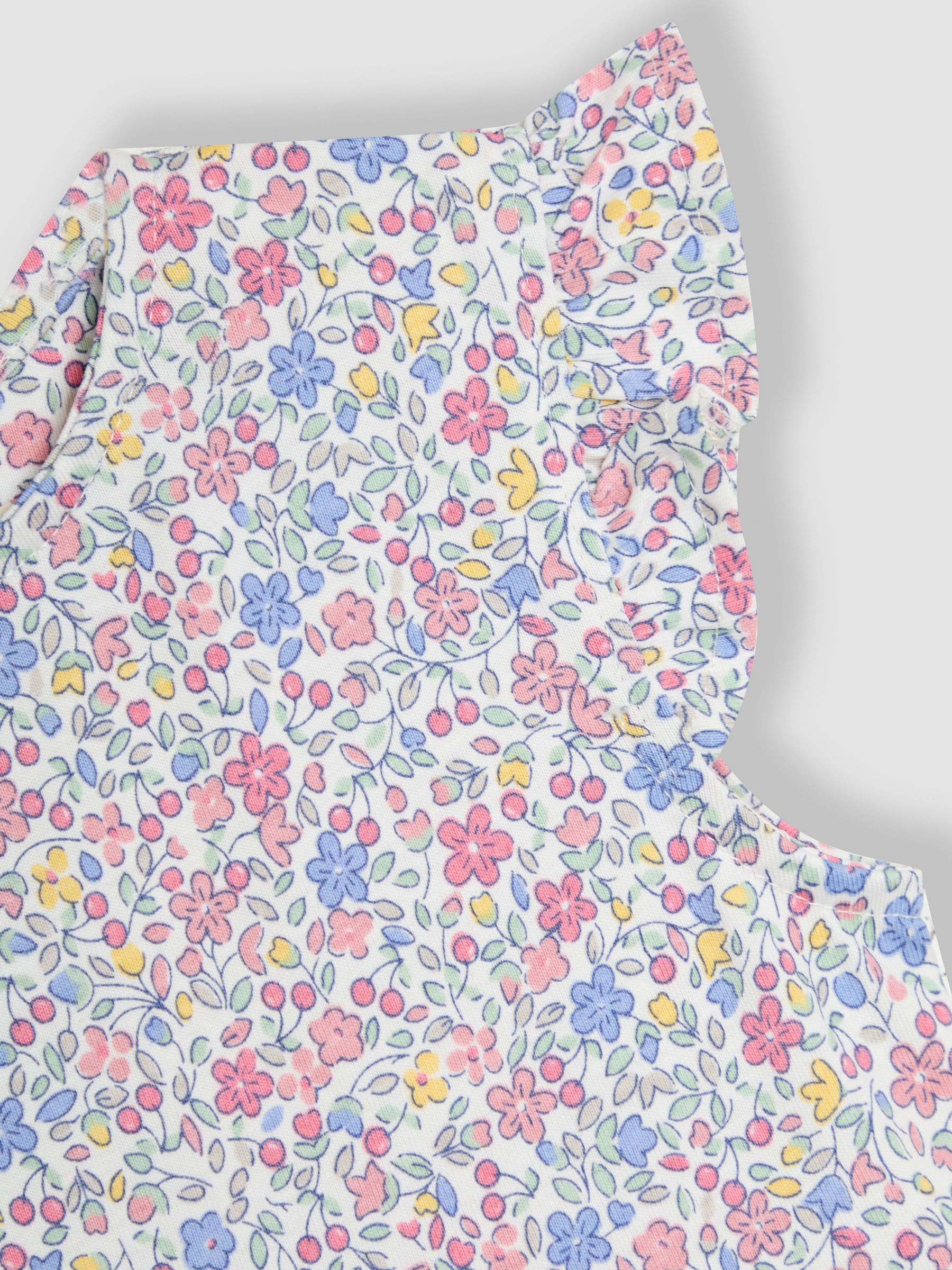 JoJo Maman Bébé Ruffle Shoulder 100% Cotton Playsuit