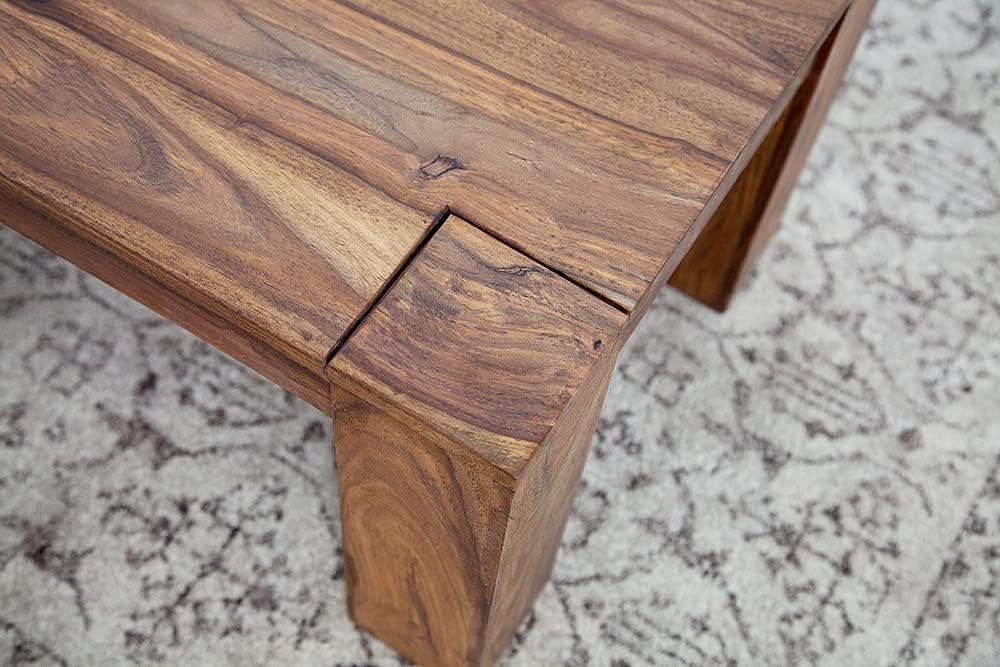 invicta INTERIOR Exklusiver Massiver Sheesham Couchtisch MAKASSAR 100cm Holztisch Massivholz Wohnzimmertisch