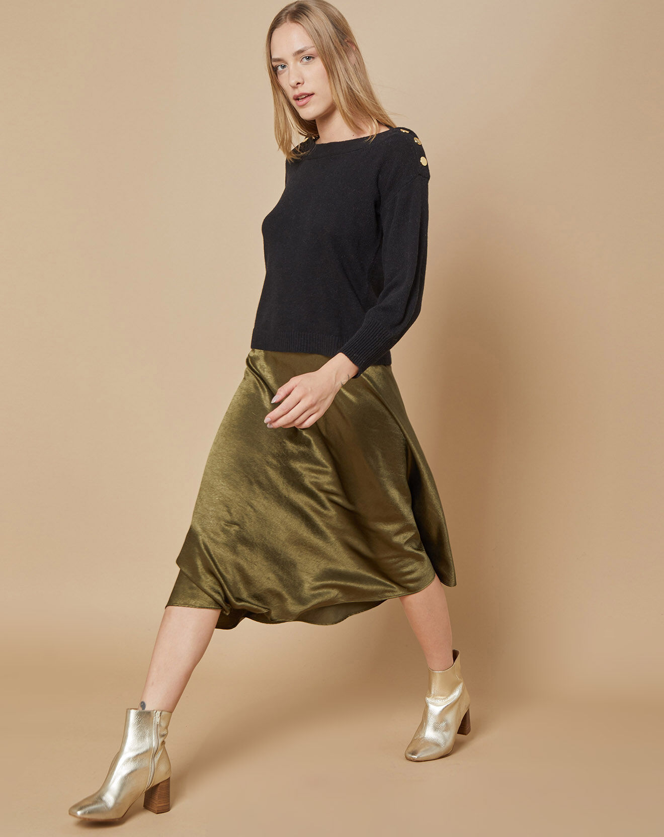 Oscar et Louise Pull 100% Cachemire 4 fils Jane col bateau noir