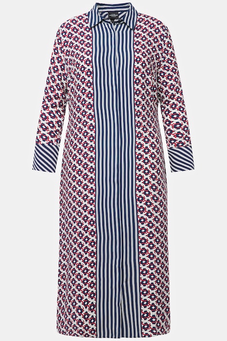 Kleid, Grafik-Design, Hemdkragen, Langarm