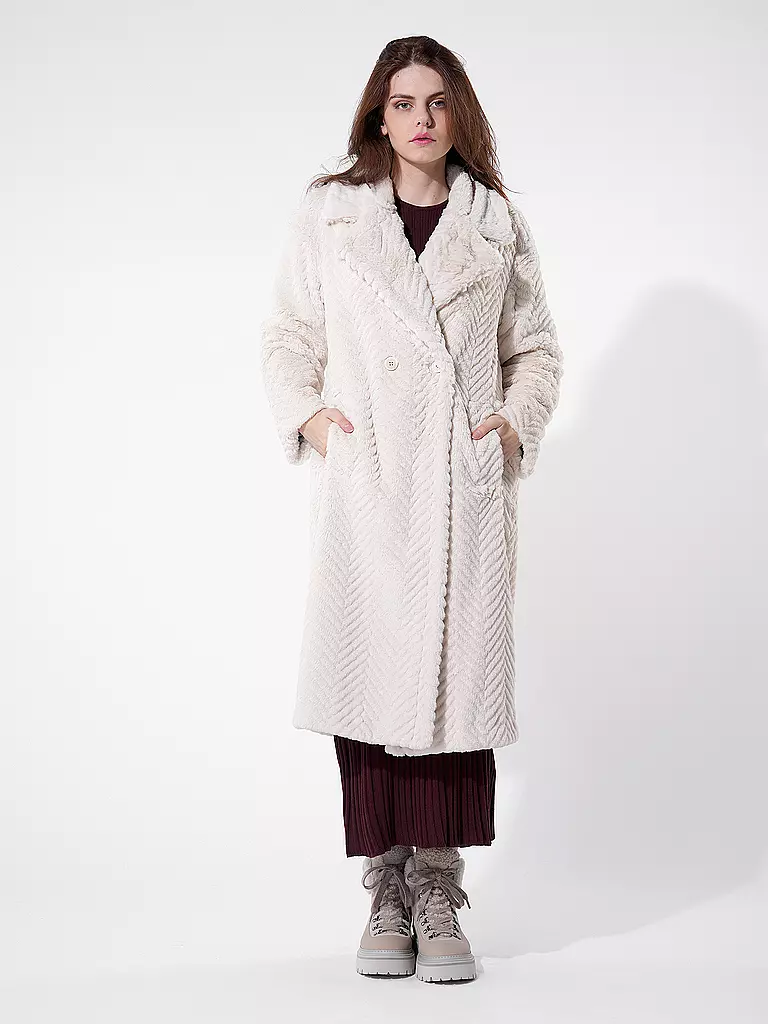 MARC CAIN Mantel in Felloptik  creme