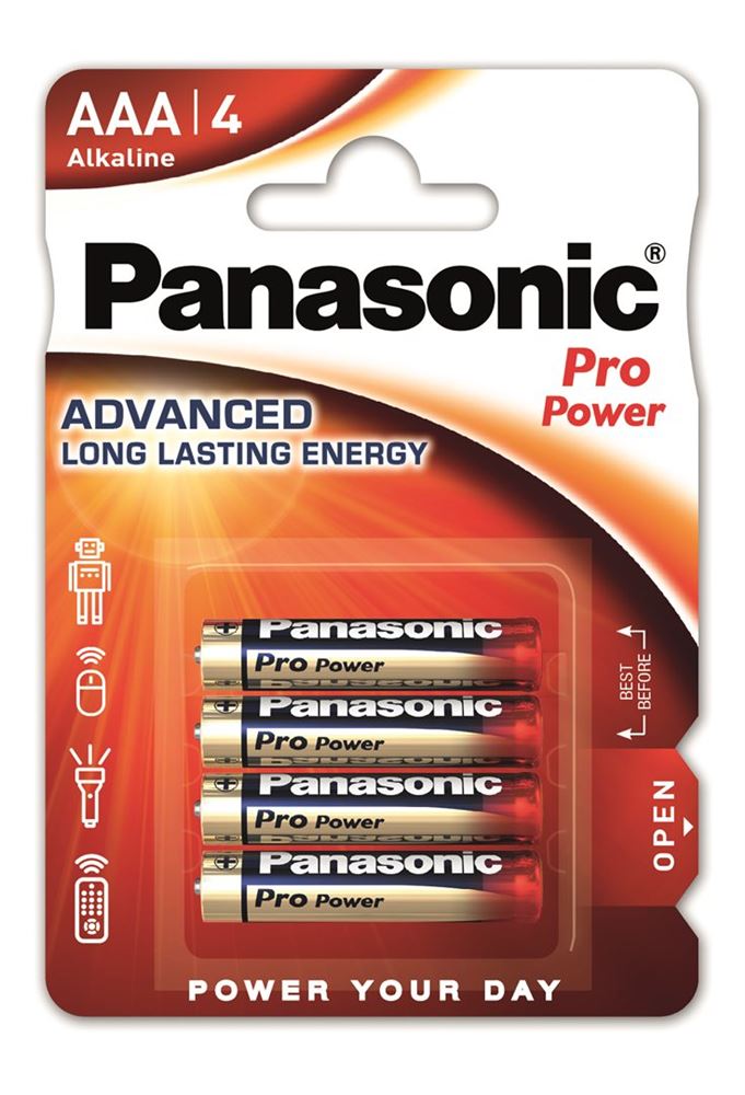 PANASONIC Batterien Pro Power<br>4 Stück, Blister, AAA LR03