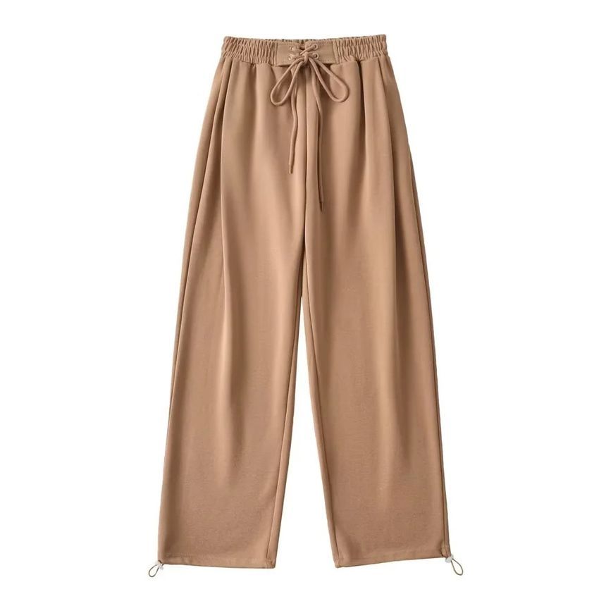 Asiris - Hoge taille effen losse wijde joggingbroek