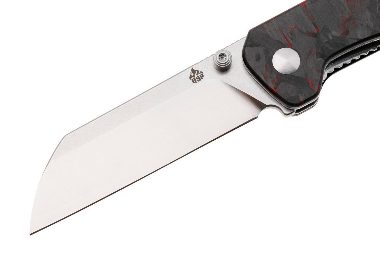 QSP Knife Penguin V2 QS130V2-F1 Two-Tone D2, G10 Shredded Carbon Overlay, zakmes
