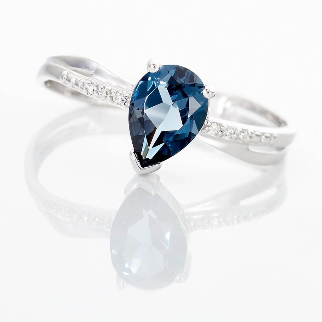 Bague Teresa Or Blanc Topaze Et Diamant