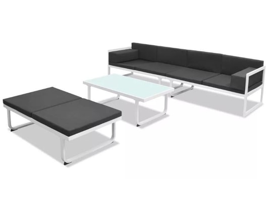 LES TENDANCES - Salon extérieur Salon de jardin-noir-6 places-254x193x60-122906