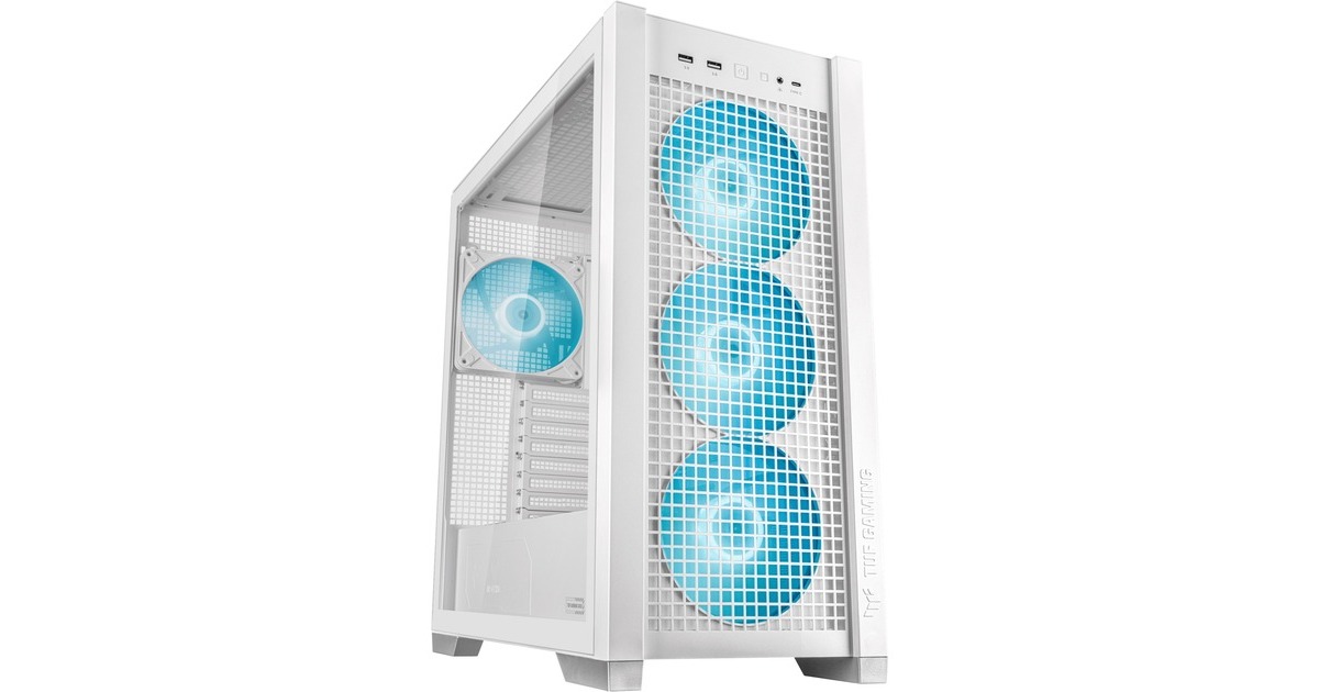 ASUSTUF Gaming GT302 ARGB midi tower behuizing  (Wit | 2x USB-A | 1x USB-C | RGB | Tempered Glass)
