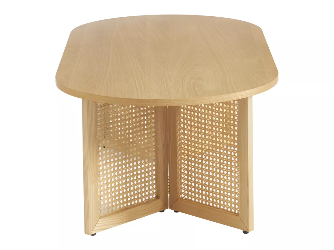 Bombong - Table basse en bois et cannage L120cm - Bois clair